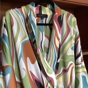 ELOQUII Plus Size Marble Print Faux Wrap Maxi Dress Size 18-20